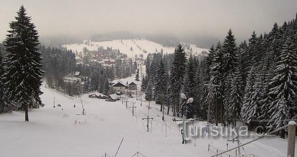 Blick auf den Hang unter der Station