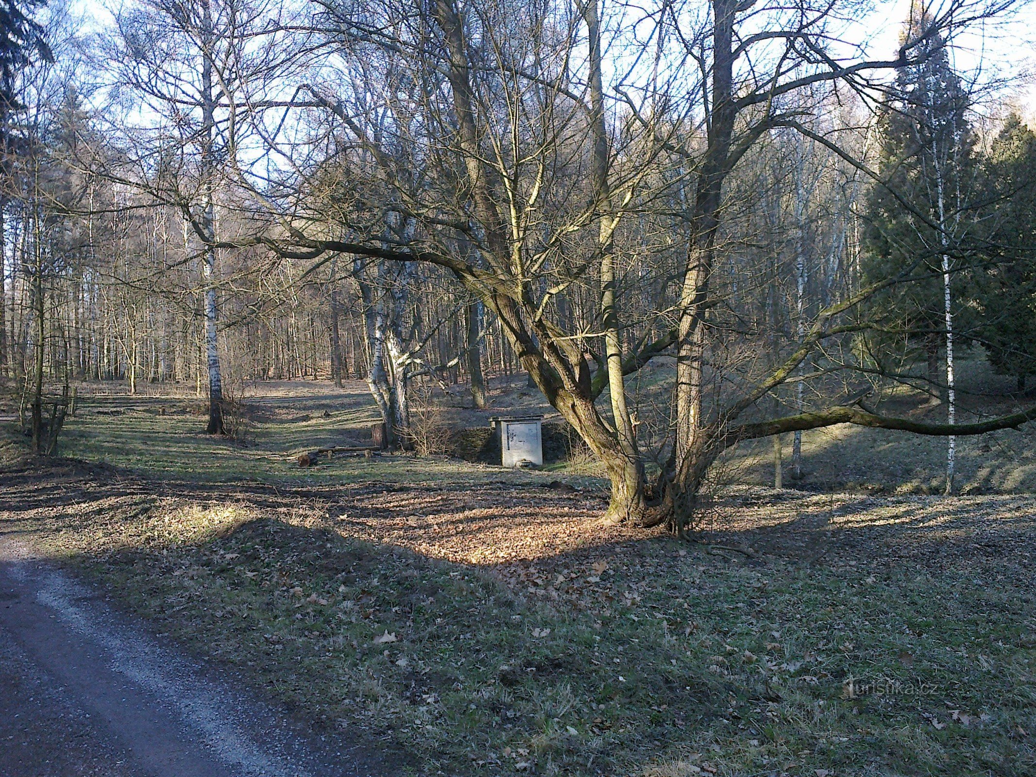 Blick von unten auf den Brunnen