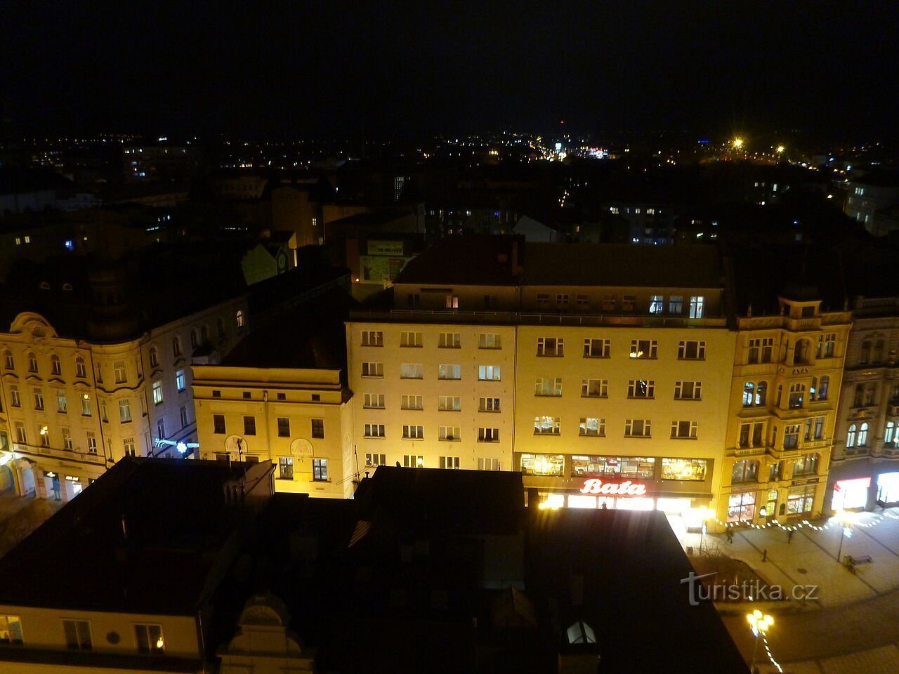 View of the Christmas illuminated Opava from