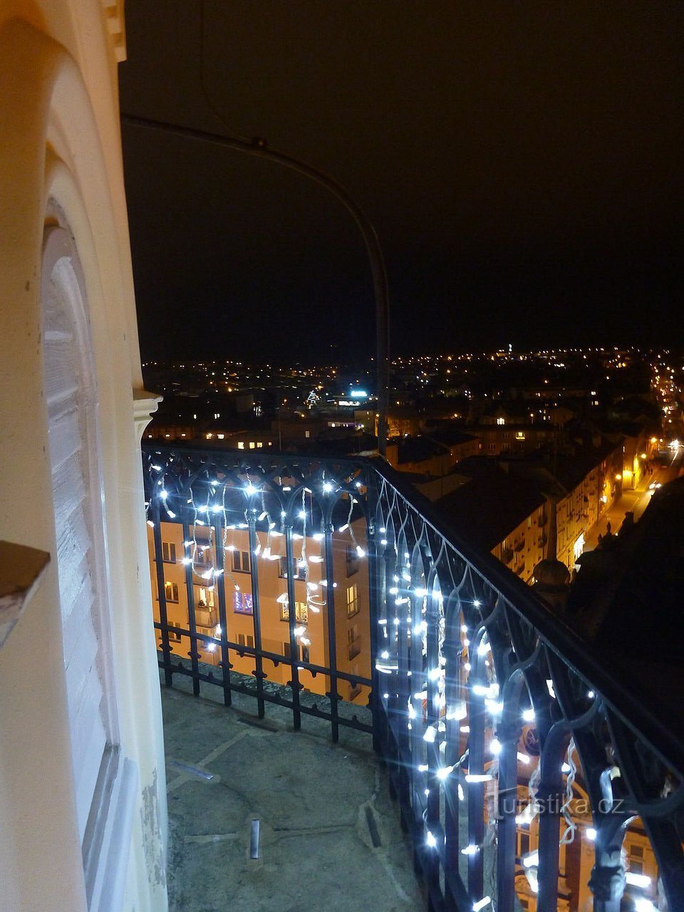 View of the Christmas illuminated Opava from