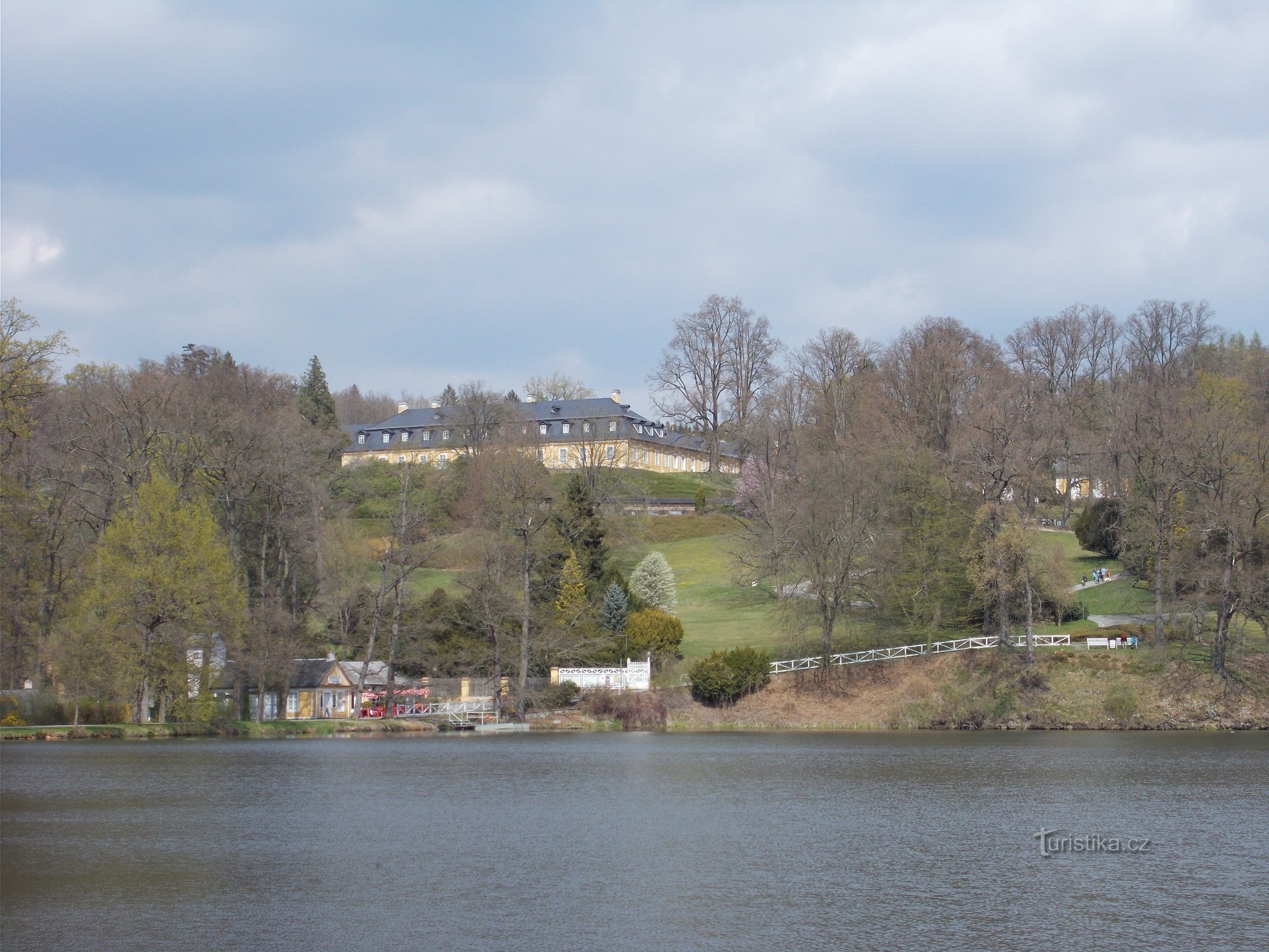 Vista del castillo desde el estanque de Lopatský