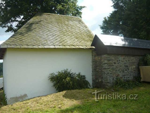 View of the remains of the repair chapel from behind