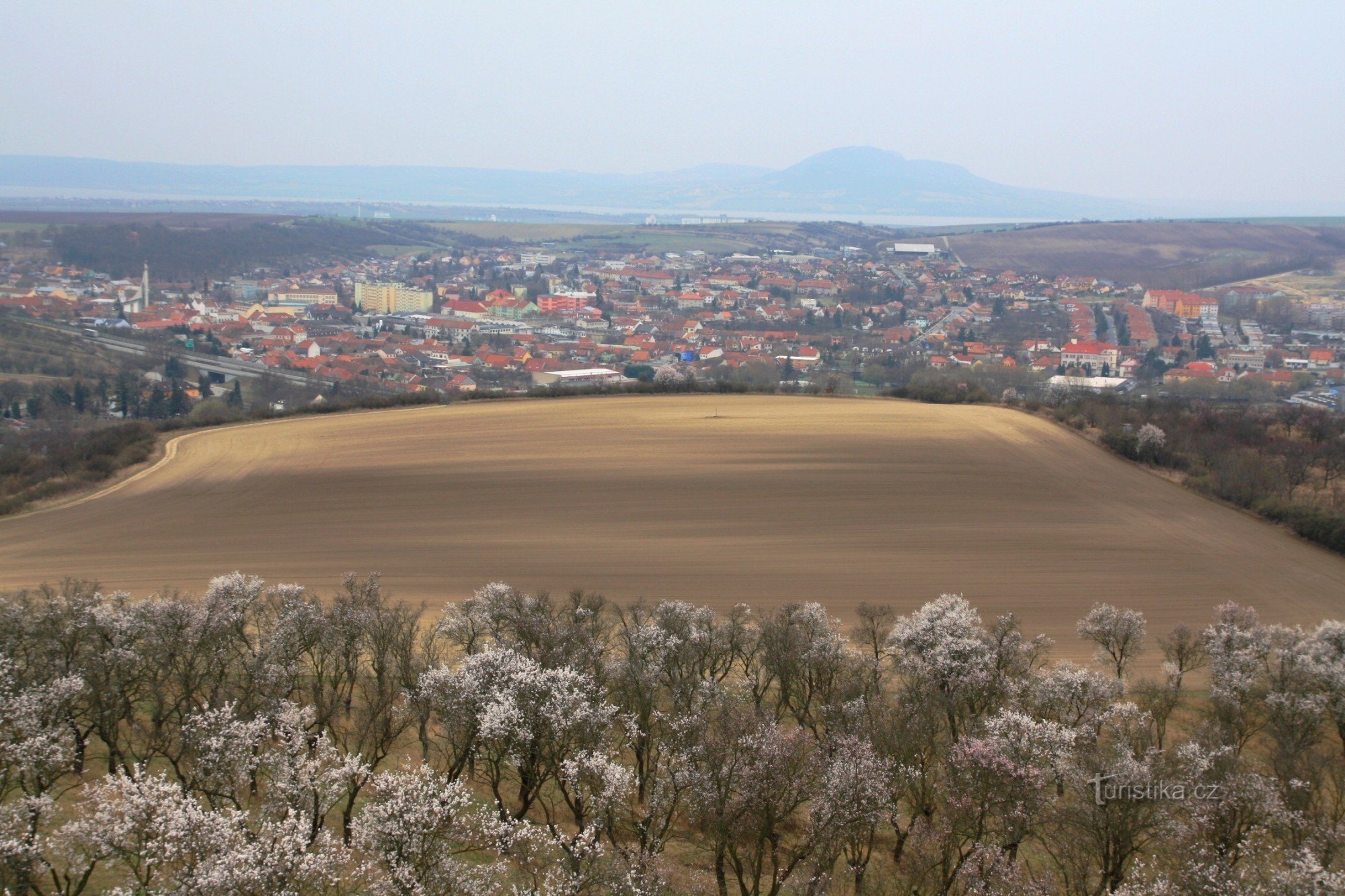 Utsikt över Hustopeče till Pálava