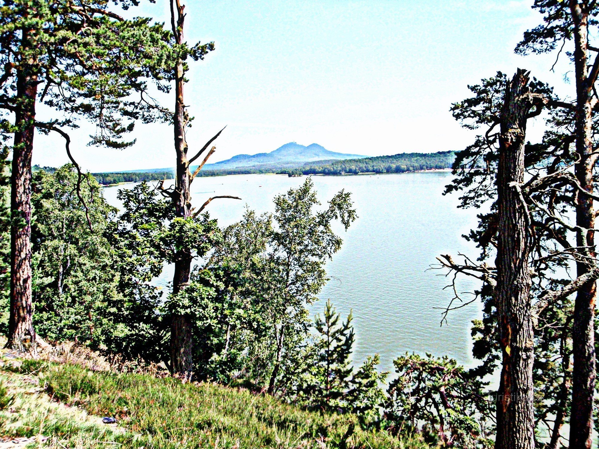 View across the lake to Bezděz