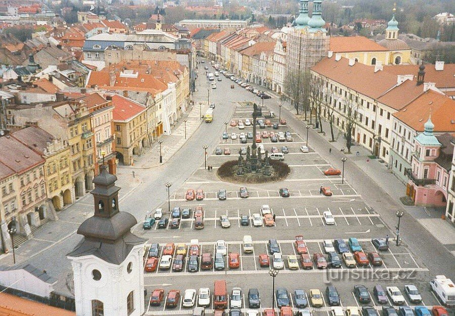 uitzicht vanaf de Witte Toren op het Žižkov-plein