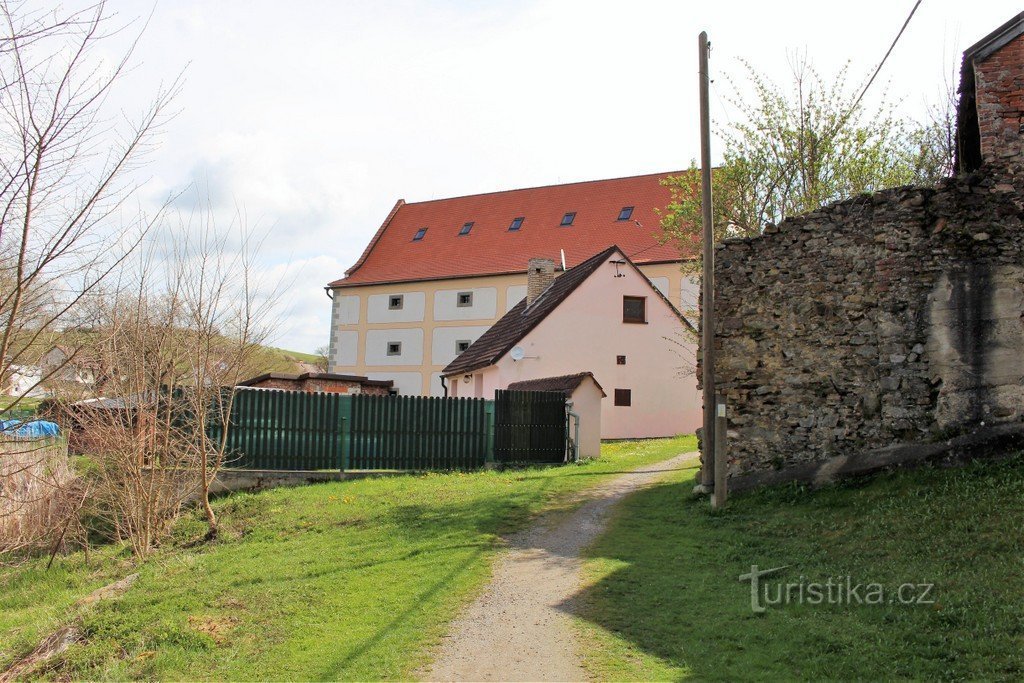 Blick vom Weg zum Teich