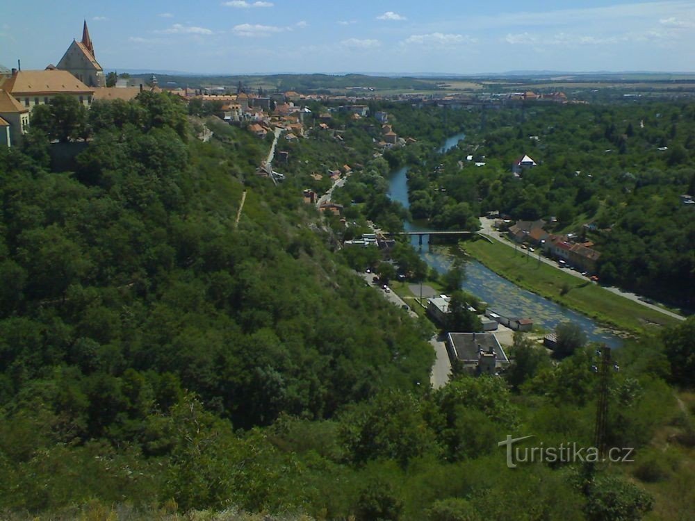 utsikt från Hradiště till Znojmo