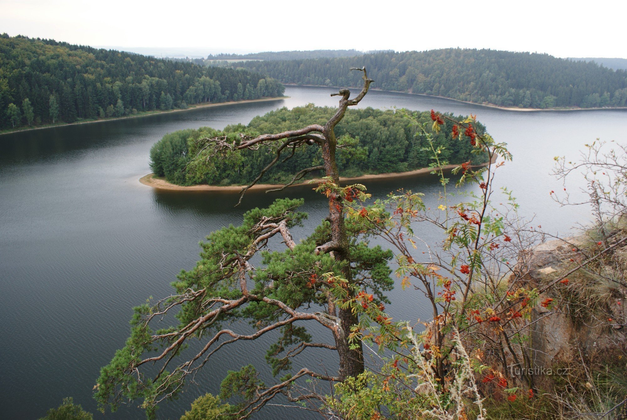 view from the castle to the dam