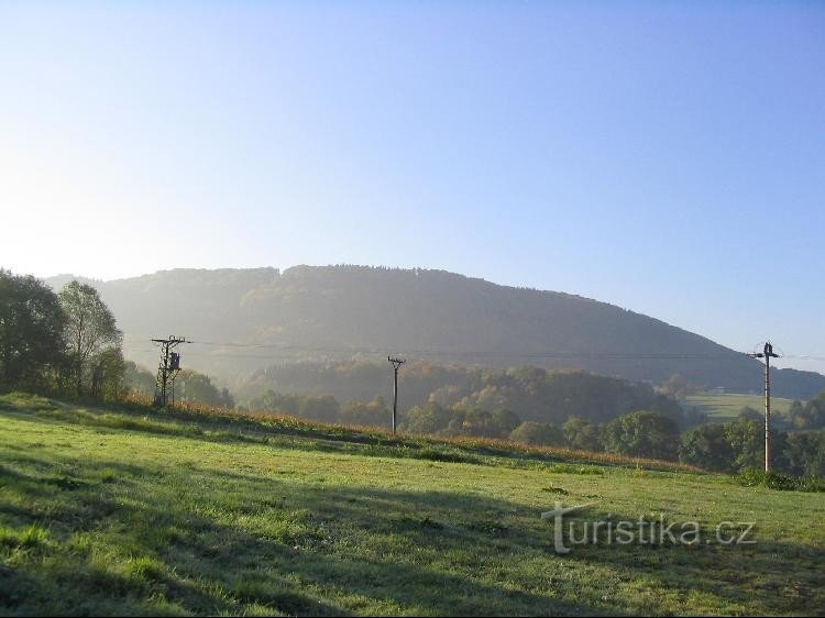 Pogled s parkirališta na Hukvaldy