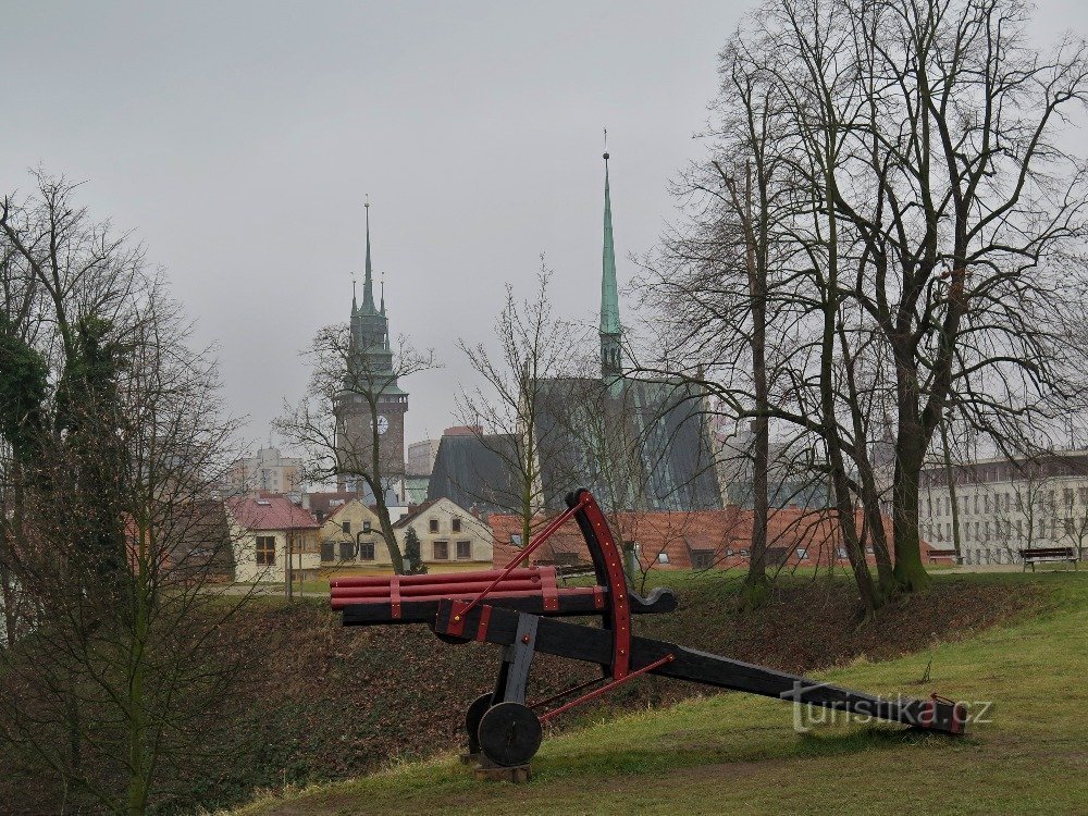 widok na miasto z murów obronnych