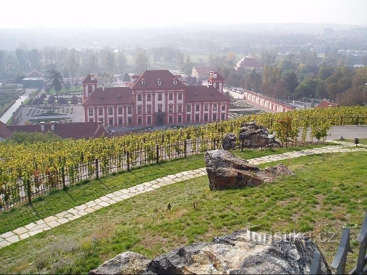 Vedere de la podgorie la Trojský zámek