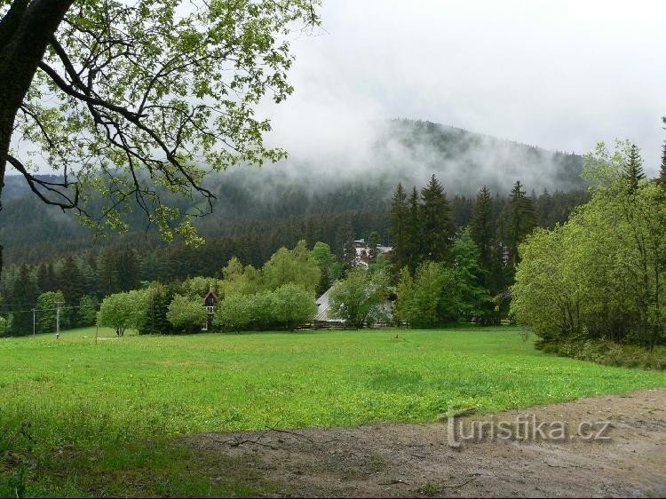 View from the saddle to the Špičák peak