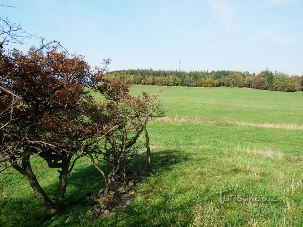 Uitzicht vanaf de Sendražský-heuvel naar Varta