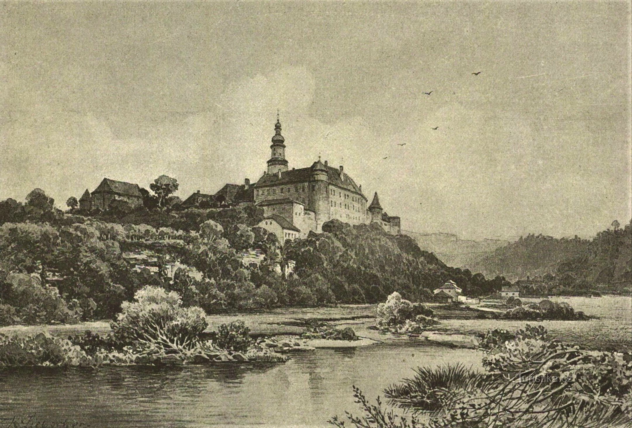 Uitzicht op Nové Město nad Metují na 1880