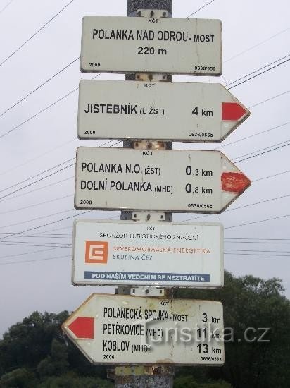 Polanka - bridge: Signpost on the bridge