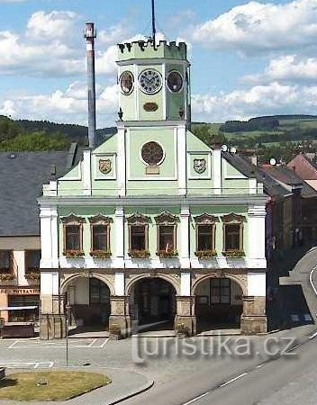 Police nad Metují - town hall (this picture is taken from a section of the web cam www.policko.cz)