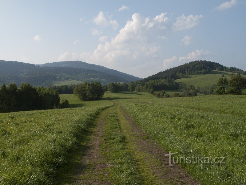 Estrada de terra entre Žleb e Vysoké Žibřidovice