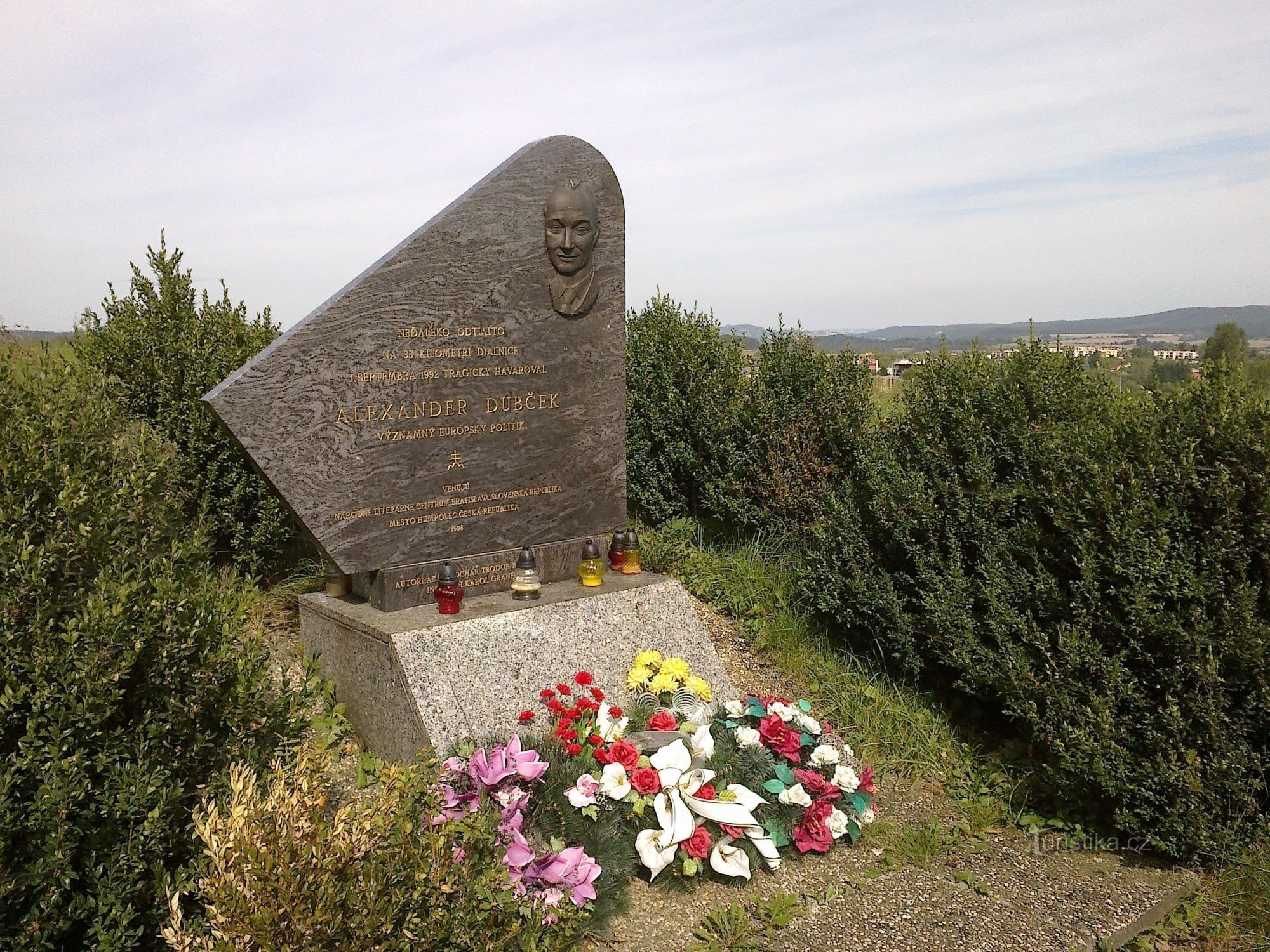 Memorial to Alexander Dubček near Humpolka.