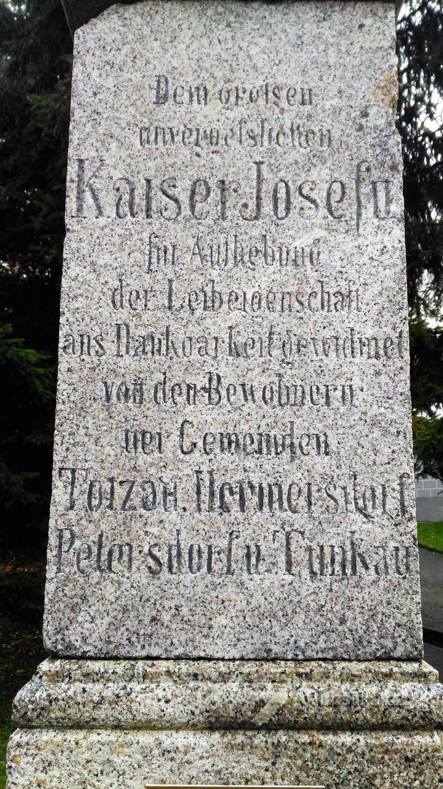 Monument til kejser Joseph II. i Perštejn.