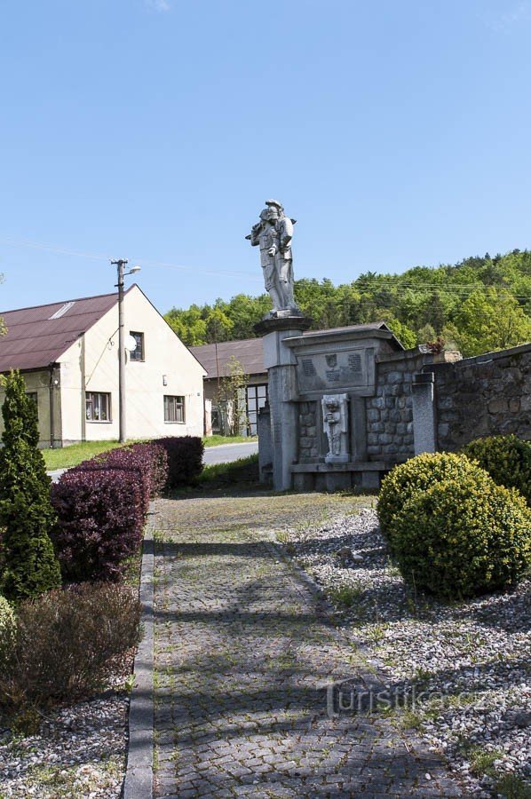 Monument pe coltul zidului bisericii