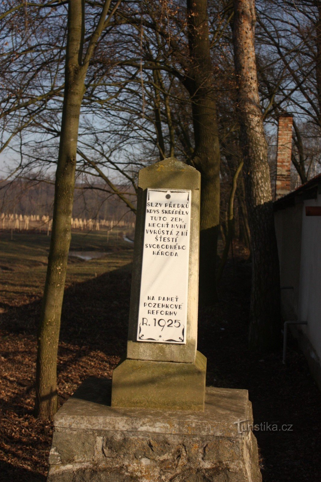 Monument to the land reform of 1925 in Víceměřice