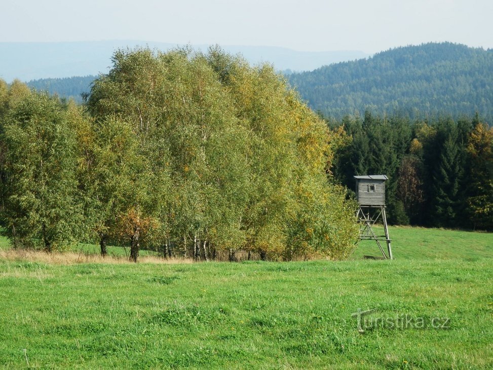 Znajduje się nieco poniżej szczytu Sendražské hill