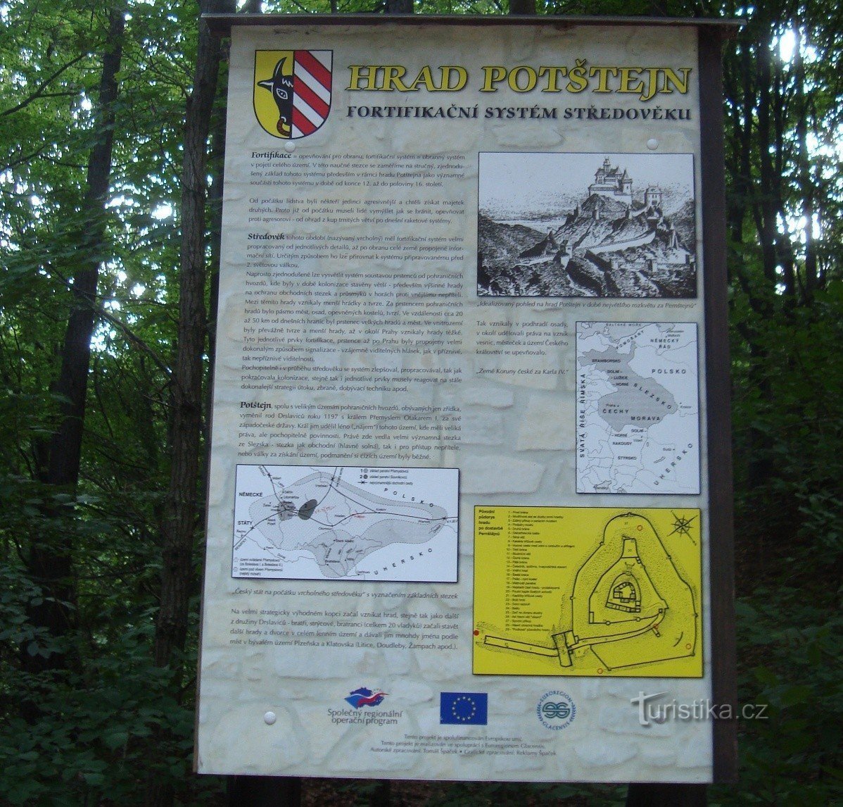 Potštejn - information board of the fortification system of the Middle Ages - Photo: Ulrych Mir.