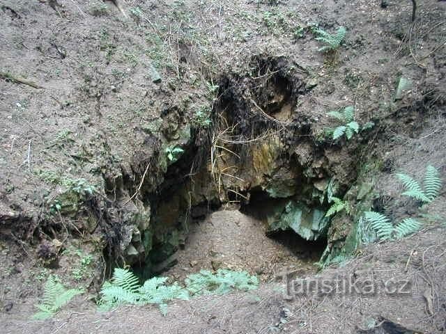 Remains after mining at Havírna: Pit above the Václav tunnel.