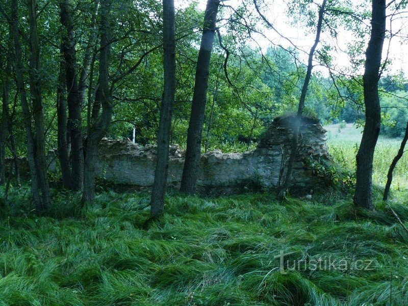Rămășițele incintei lui Valdštejn din oborul Lánská