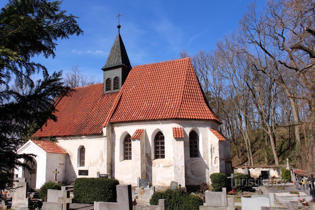 Pracheň, Kirche St. Klimenta, Ansicht von SE.