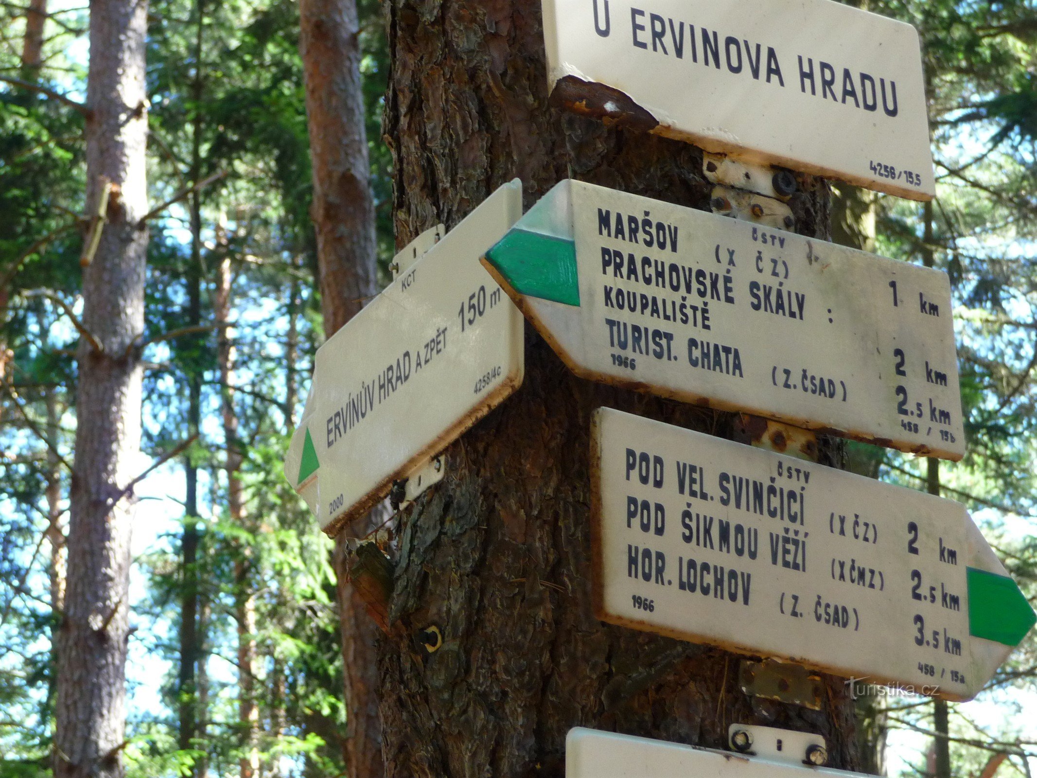 Prachovské skály - rundstrækning op til 10 km - Maršov via Ervínův hrad, pub. Vítkova og Mí