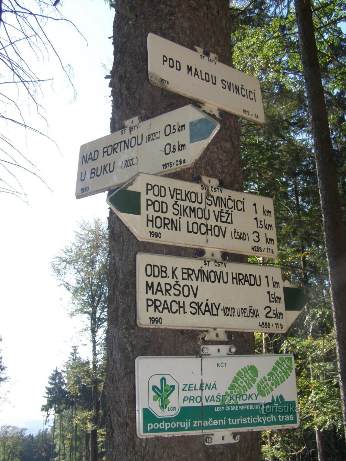 Prachovské skály - Malou Svinčicí の下の観光交差点