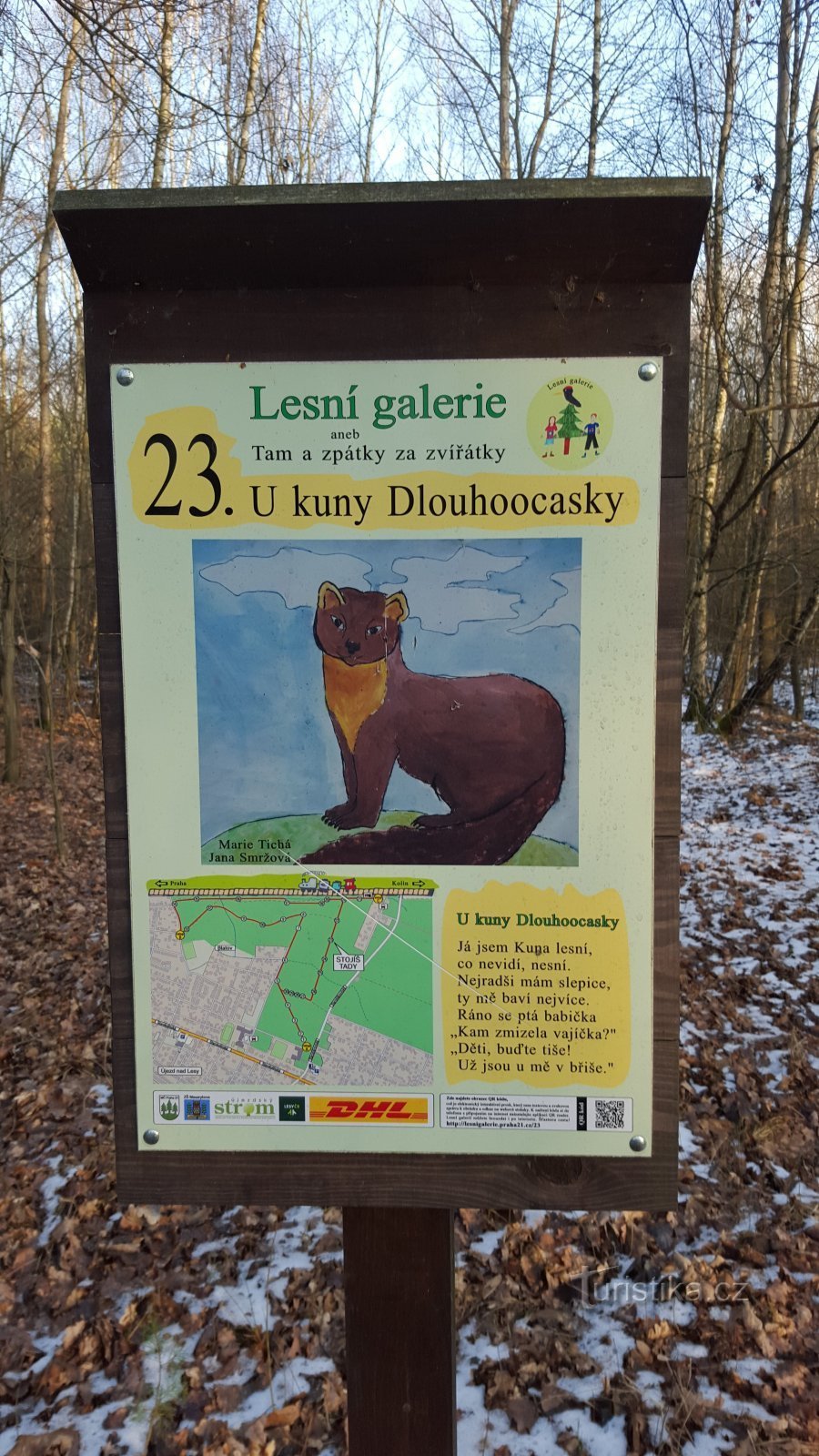 Praha-Klánovice - Lesní galerie - zastávka 23 - kuna Dlouhoocaska