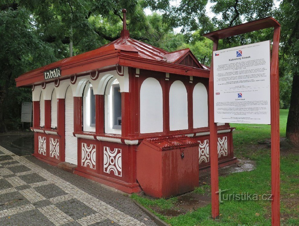 Praag (Nové Město) - kubistische kiosk in Sherwood nabij het centraal station