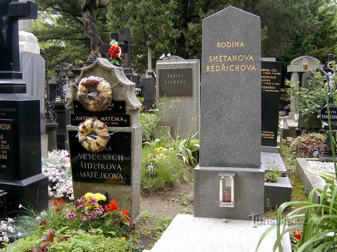 Prag - Vyšehrad-kyrkogården med Slavín