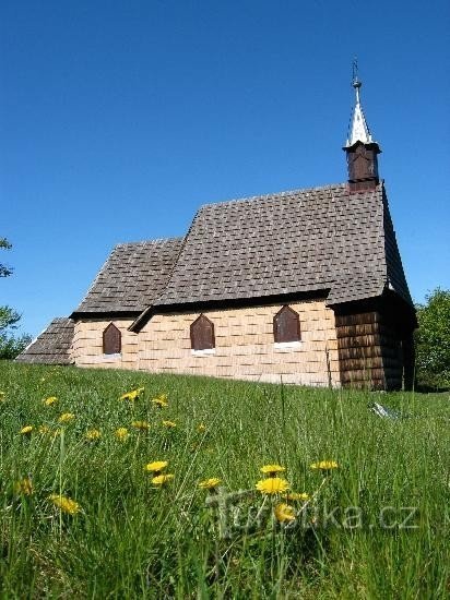 Prašivá - kyrkan St. Anthony: Church of St. Antonín på Prašivé (704 m över havet). Vakna