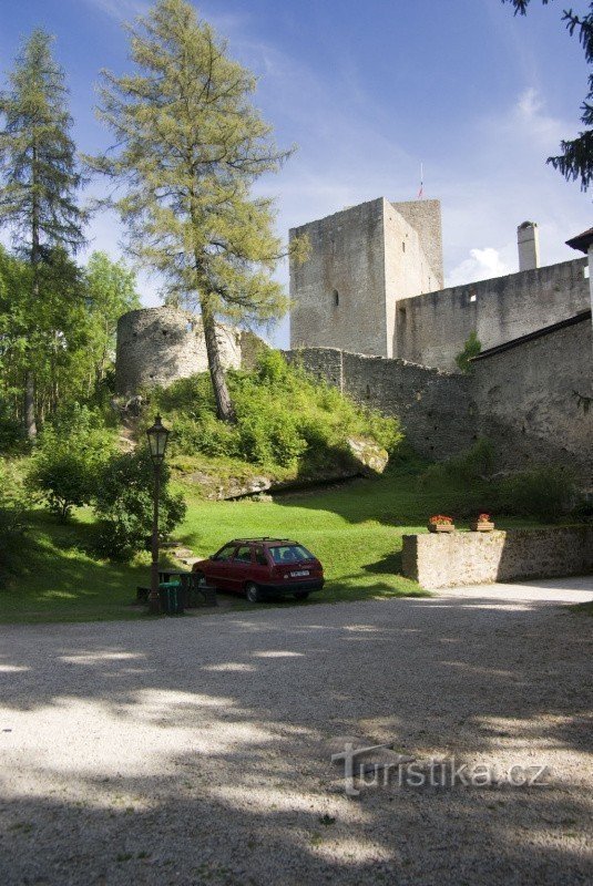 In front of the castle