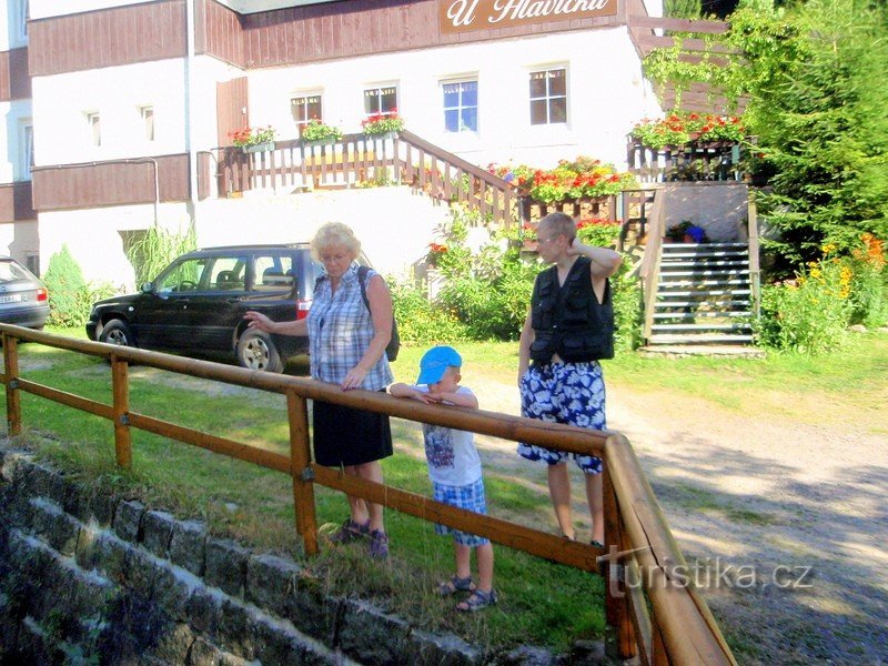 In front of the guesthouse