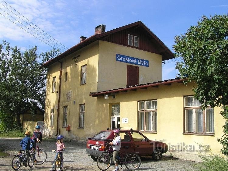 in front of the railway station