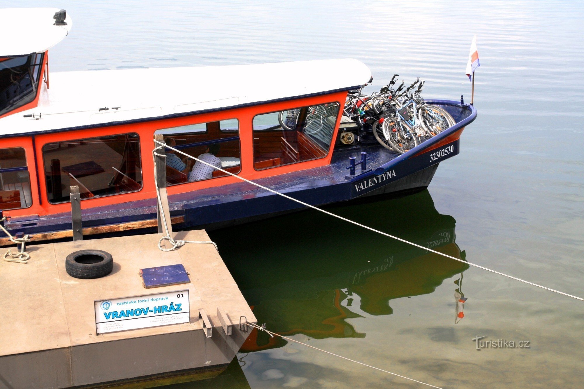 The front part of the boat serves as a storage space for bikes