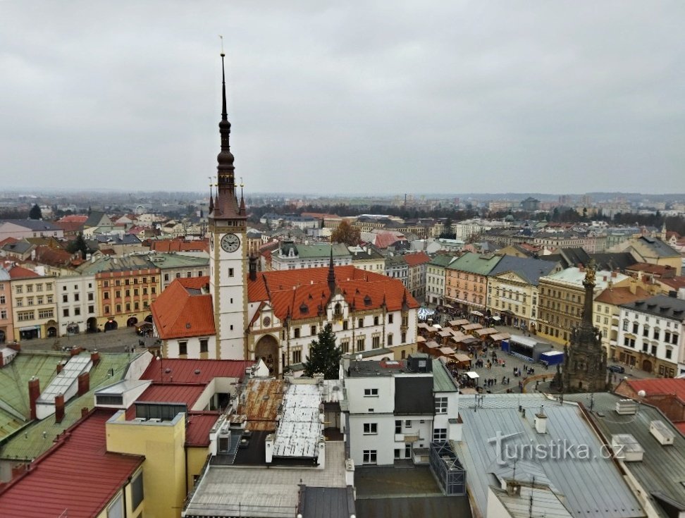 předvánoční Olomouc z ptačí perspektivy