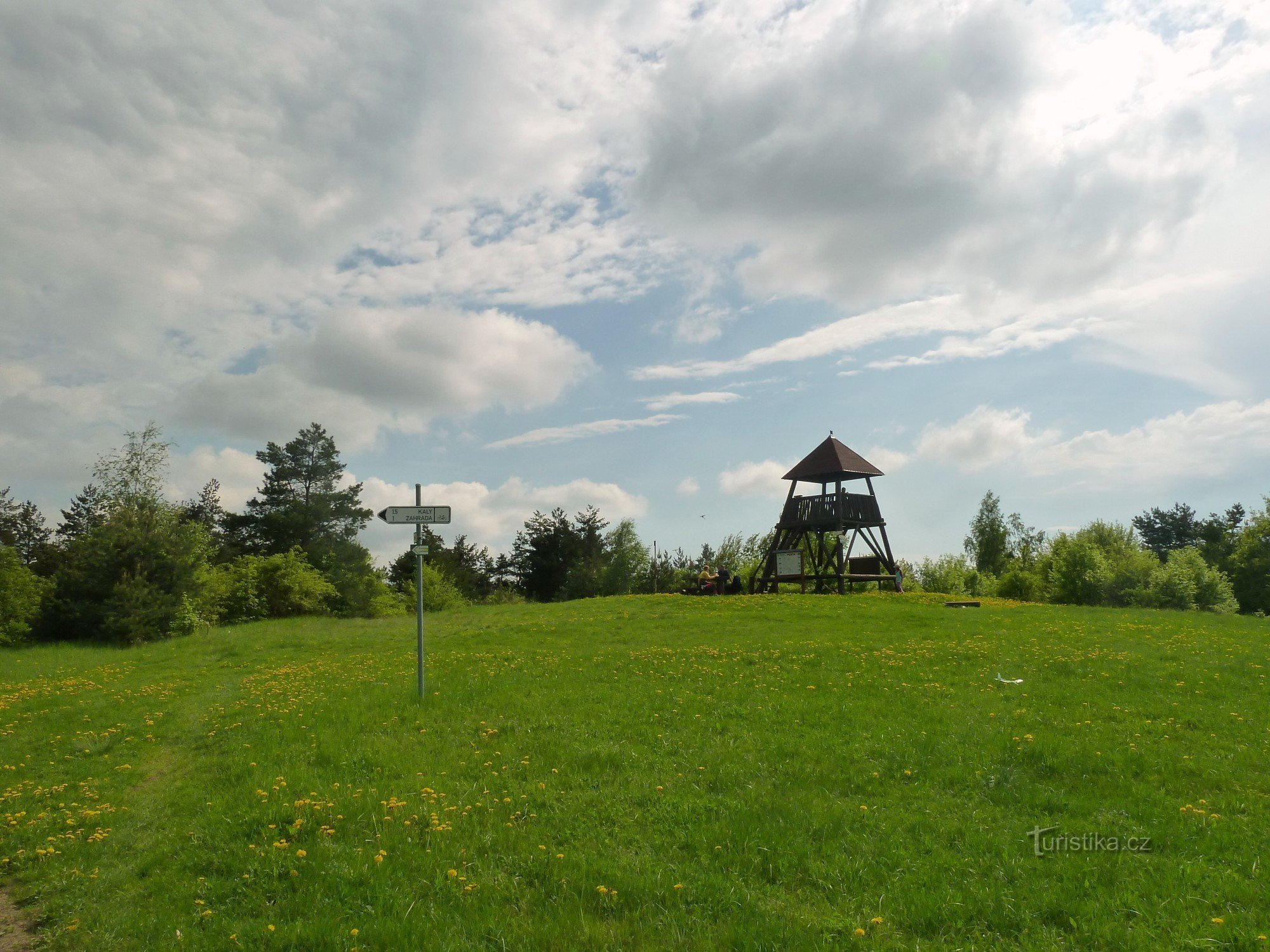 arrival at the lookout tower - direction of the local bicycle markings