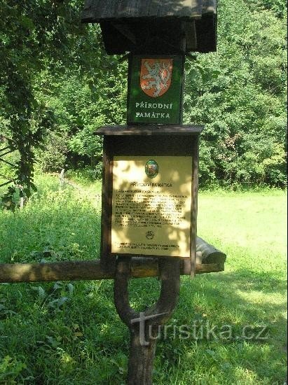 Pomnik przyrody: Tablica informacyjna dla kaskady pomnika przyrody-trawertynu w powiecie