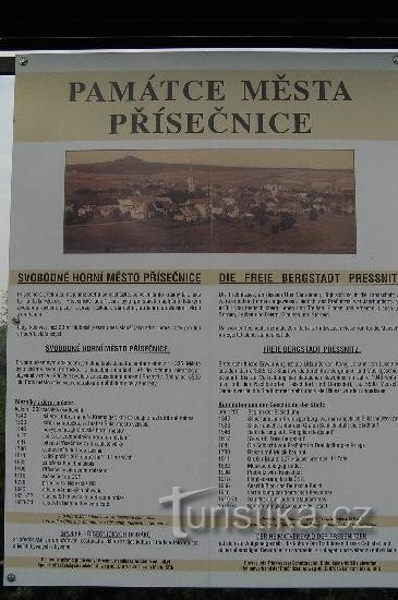 Přísečnice: painel informativo sobre a história da cidade de Přísečnice