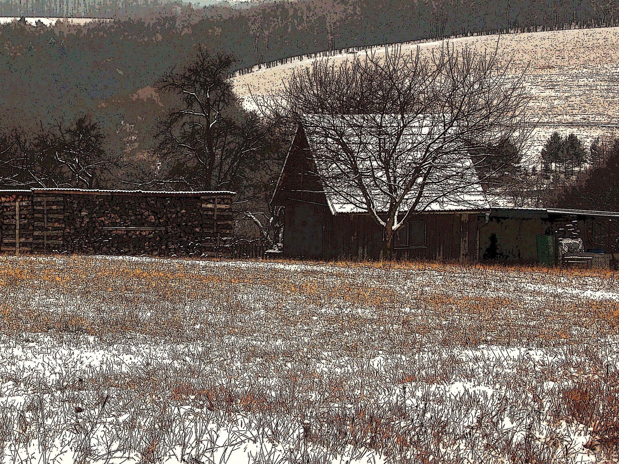 Una passeggiata con la prima neve fino al punto panoramico sopra Jaroslavice vicino a Zlín