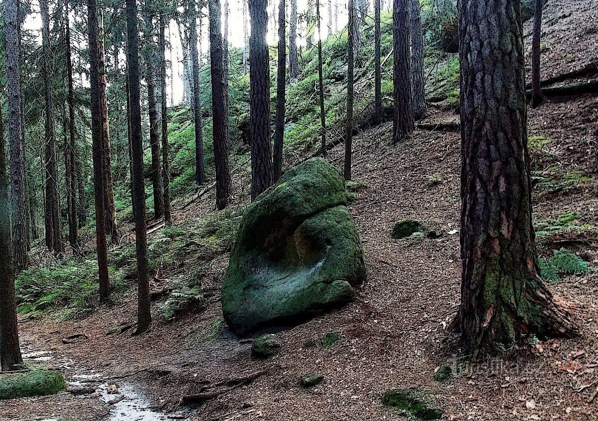 Une promenade à travers les rochers à travers Toulovcovy Maštale