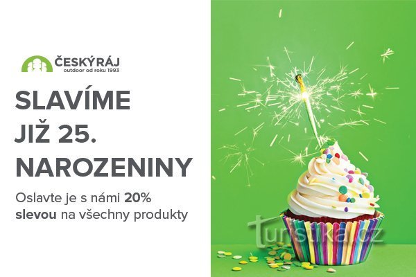 The Český raj outdoor store is celebrating 25 years and you can too with a 20% discount on everything