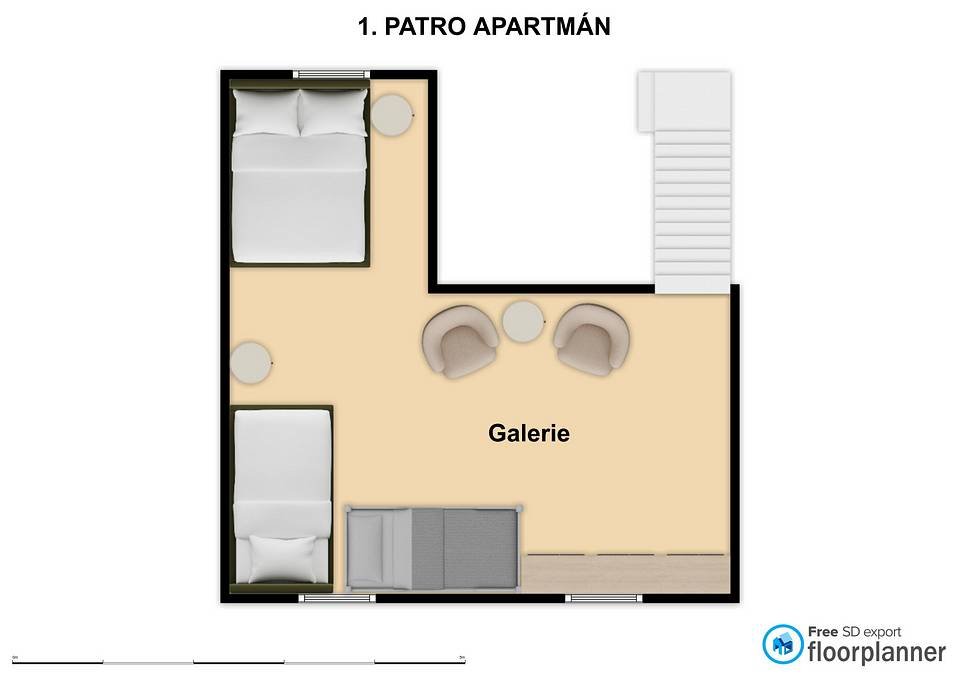 Půdorys 1. patro apartmán Bečvanka