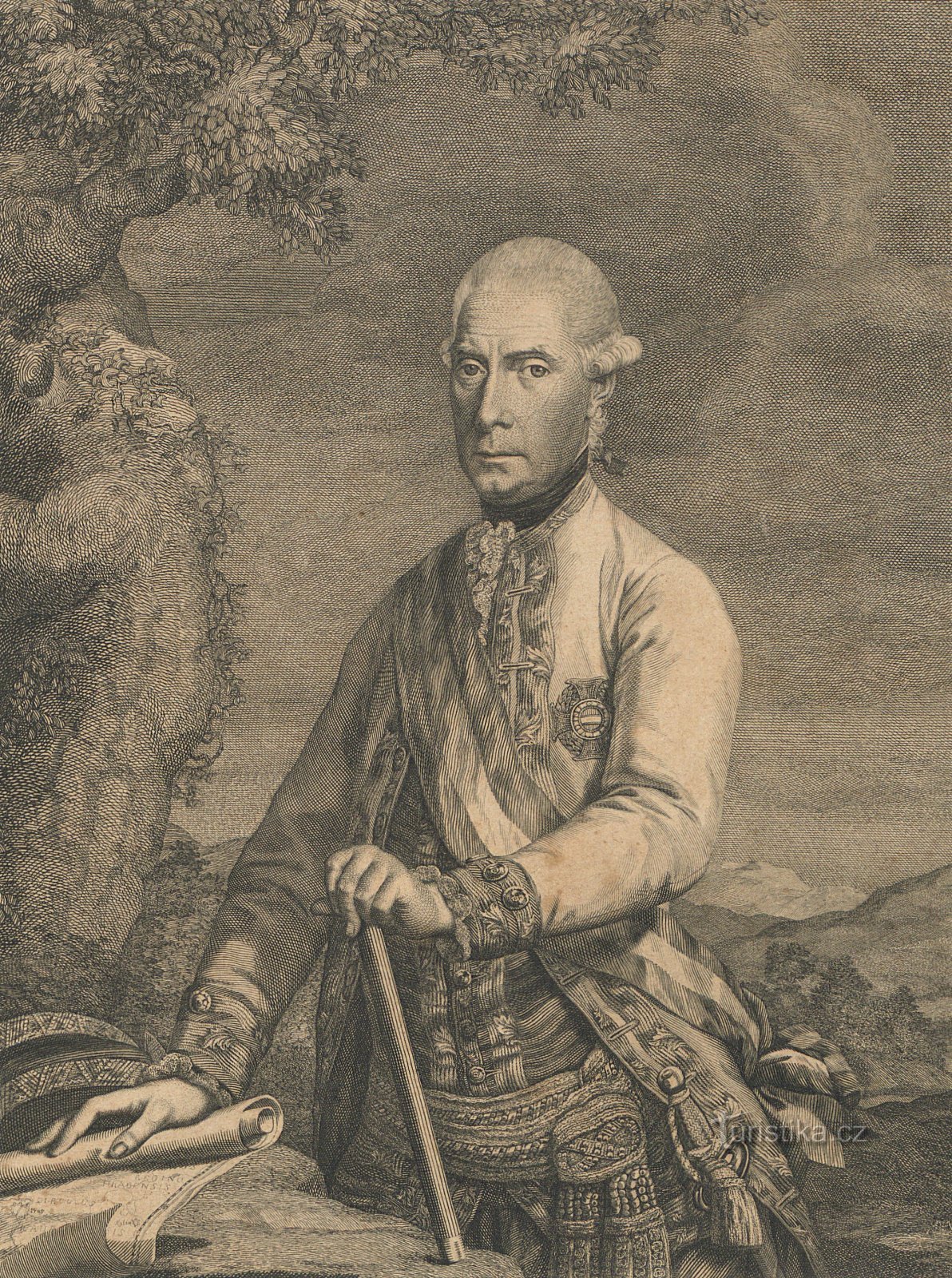 Rakouský vojevůdce Ernst Gideon von Laudon na dobové rytině