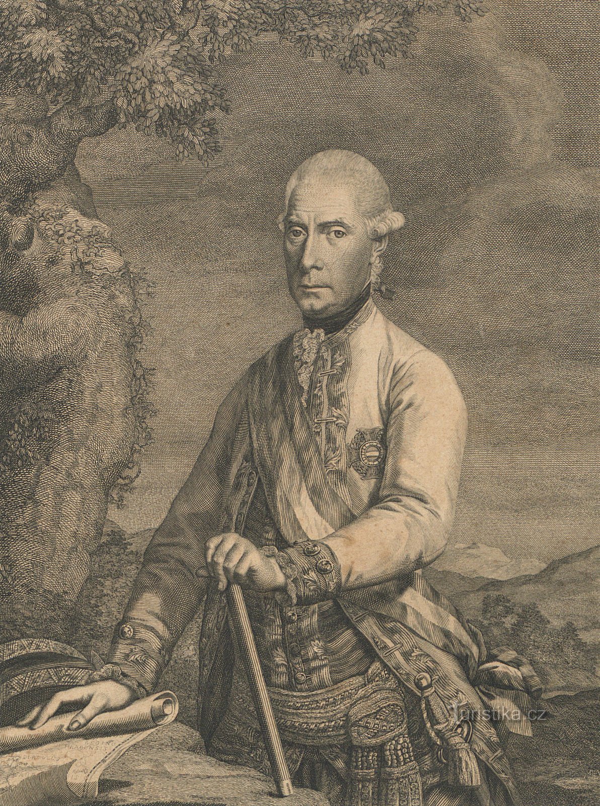 Avstrijski general Ernst Gideon von Laudon na starinski gravuri